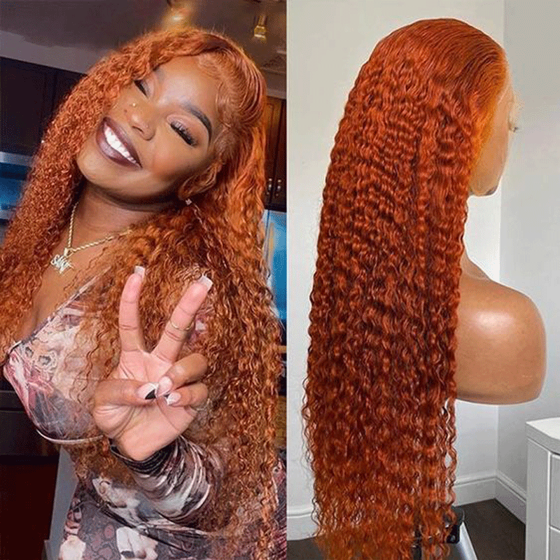 Ginger Loose Deep Wave Wig 13x4 Transparent Lace Front Human Hair Wig